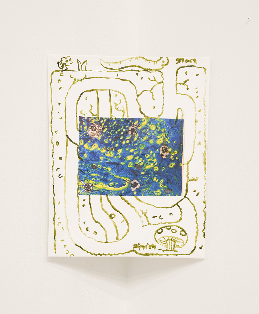 <span class='aN'>Tamen Pérez, </span><i>Del gusano al hongo y de vuelta</i><br>2020, acrylic transfer and paint on canvas, 18 × 24″